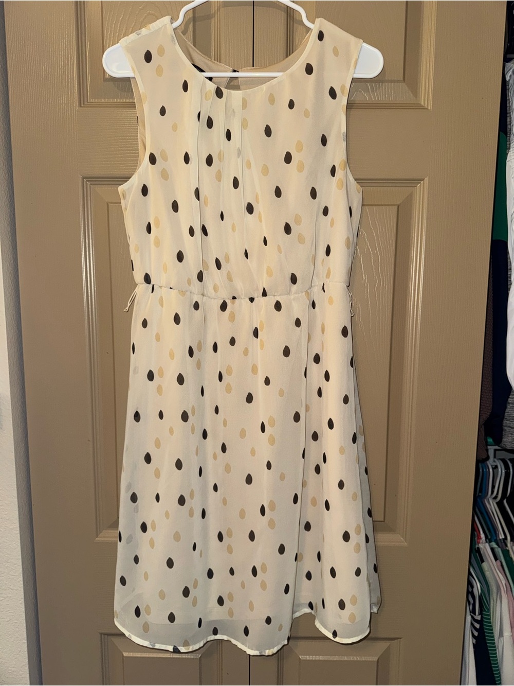 Maurices Cream Polka Dot Sleeveless Dress - Large